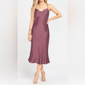 NWT Show Me Your Mumu Verona Cowl Dress Dusty Plum Luxe Satin Size M
